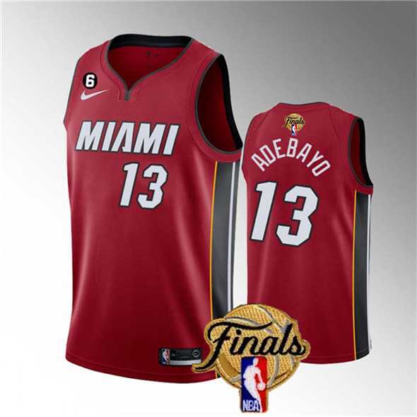 Men%27s Miami Heat #13 Bam Adebayo Red 2023 Finals Statement Edition With NO.6 Patch Stitched Basketball Jersey